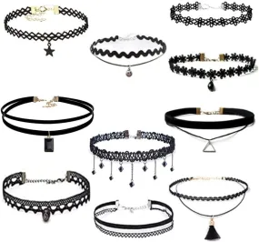 10PCS Black Velvet Choker Necklaces