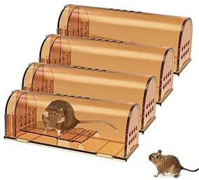 4 Pack Humane Mouse Traps No Kill, Live Mouse Trap, Reusable Mice Trap Catch for House & Outdoors