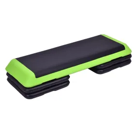 43 Inch Height Adjustable Fitness Aerobic Step with Risers-Green