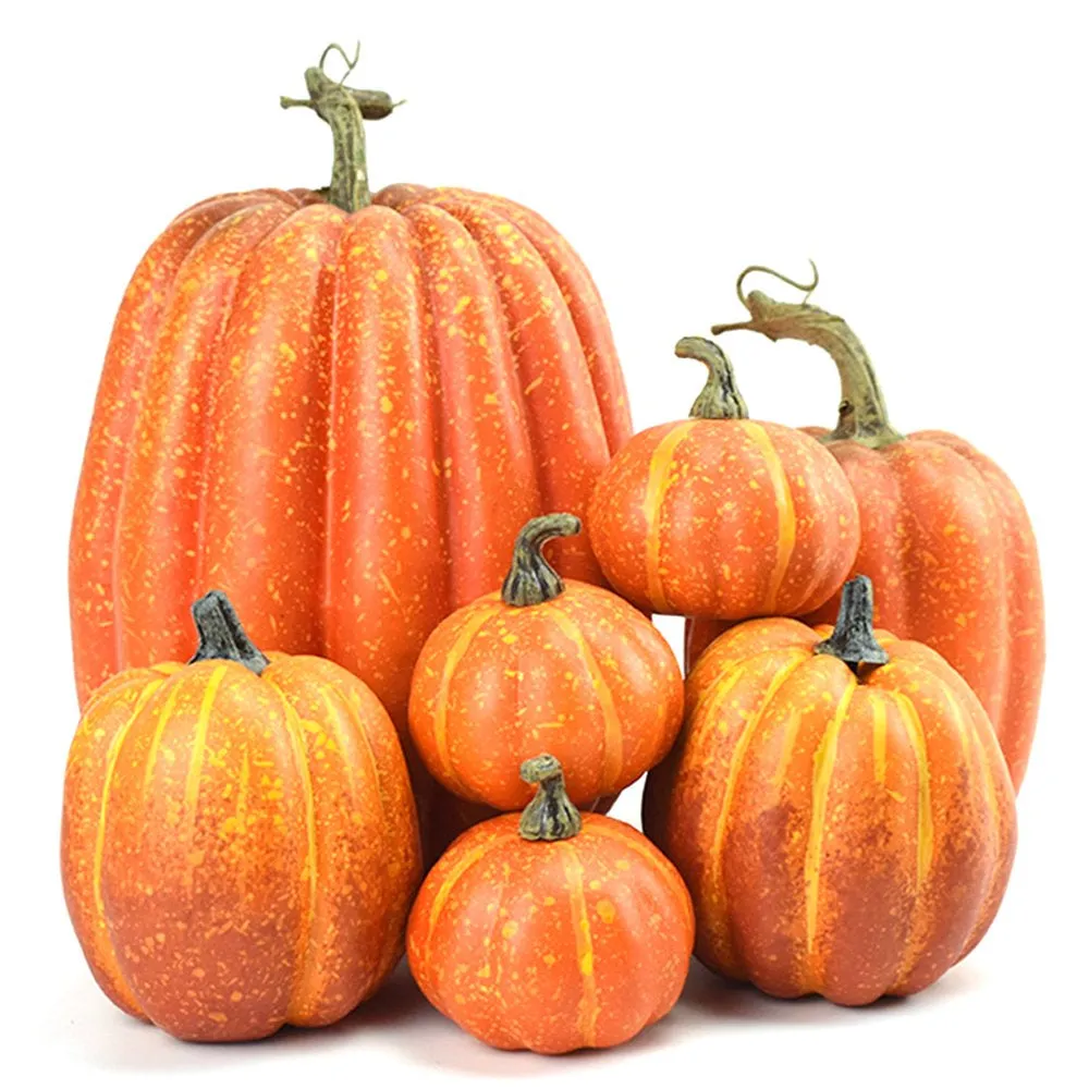 7Pcs Thanksgiving Artificial Pumpkin Home Decoration Sets, Artificial Vegetables Pumpkin for Fall Halloween Home Decor