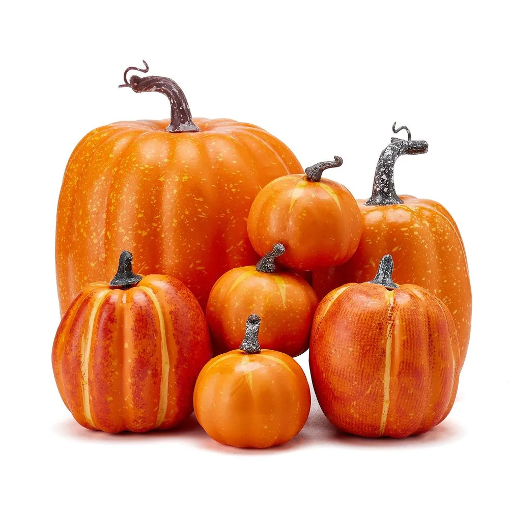 7Pcs Thanksgiving Artificial Pumpkin Home Decoration Sets, Artificial Vegetables Pumpkin for Fall Halloween Home Decor