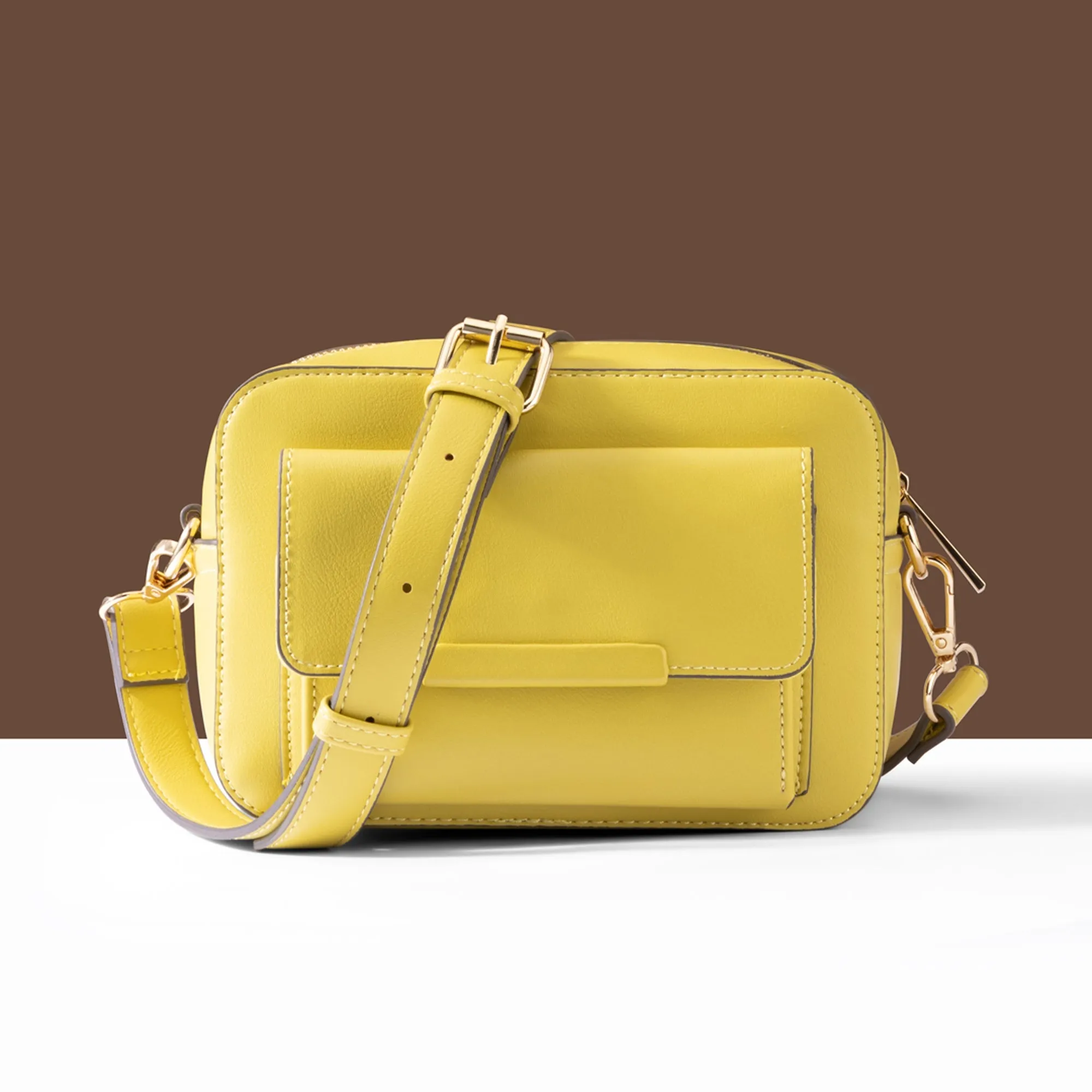 Accessorize London Women's Yellow Pocket Sling Bag