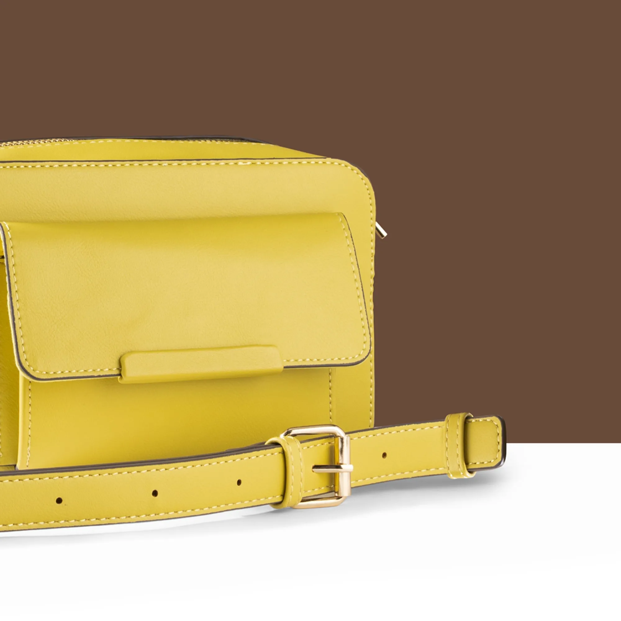 Accessorize London Women's Yellow Pocket Sling Bag