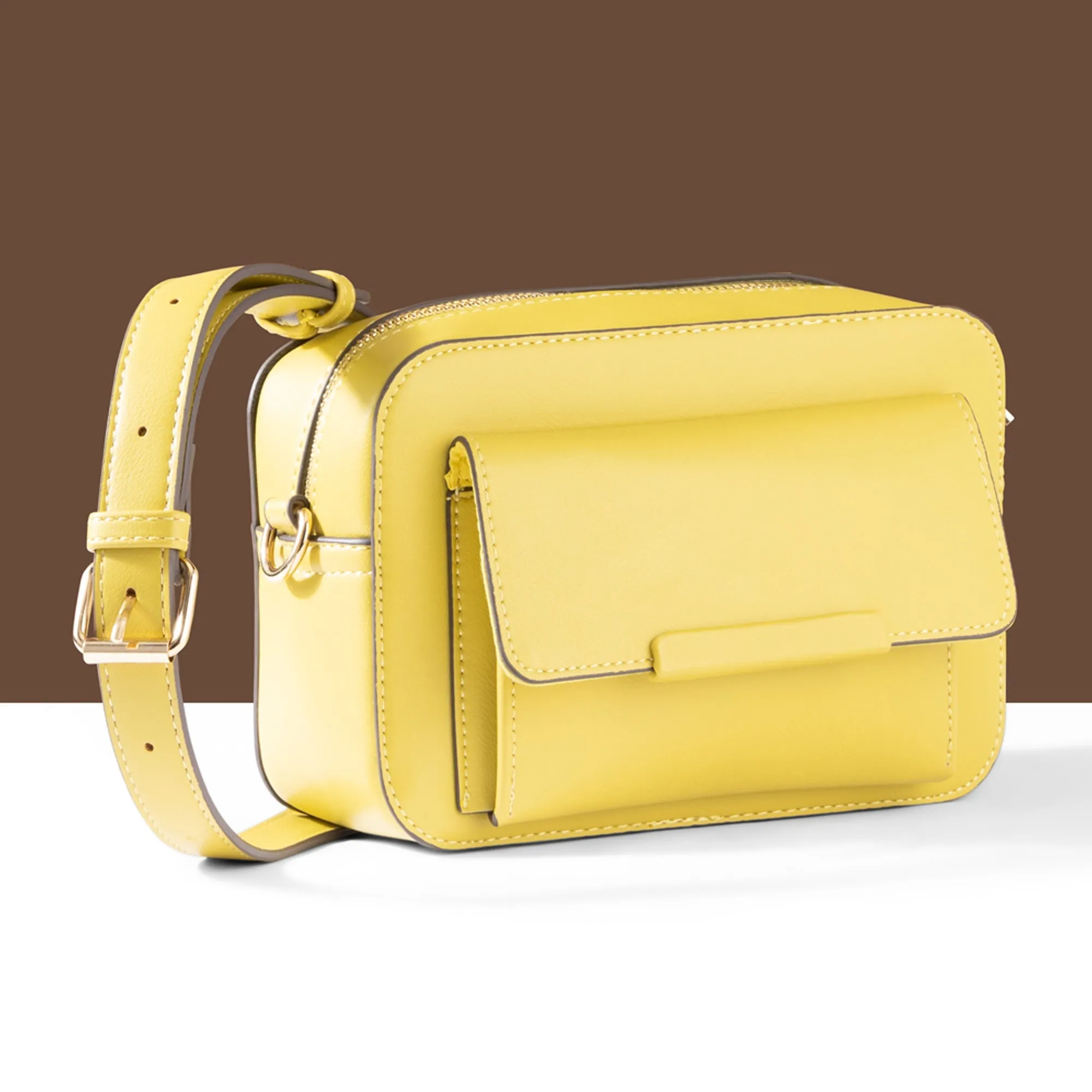 Accessorize London Women's Yellow Pocket Sling Bag