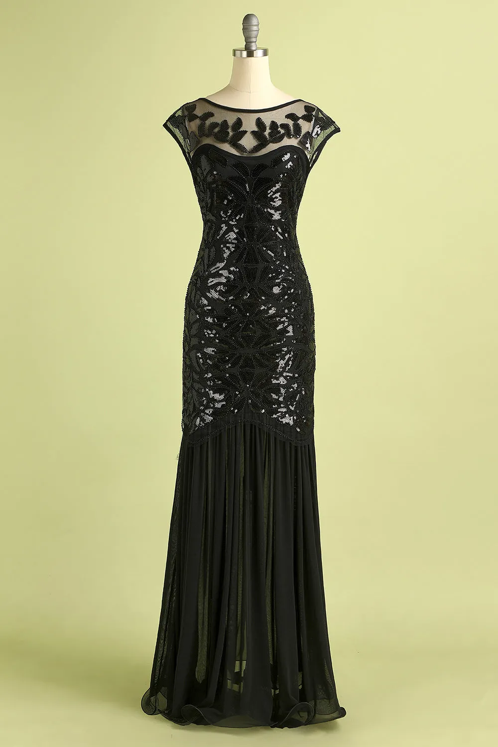 Black 1920s Sequined Flapper Dress