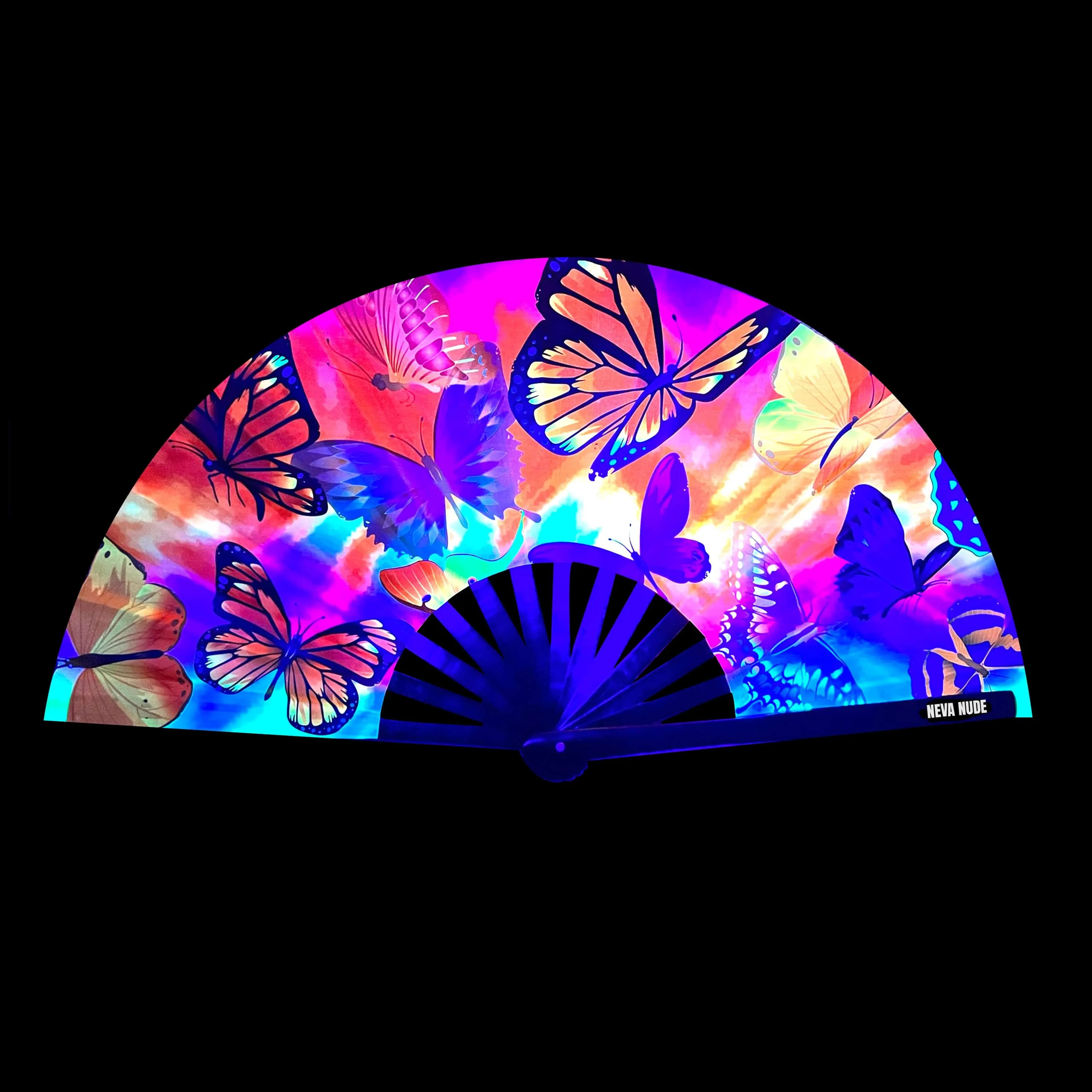 Butterfly Garden Super Blacklight Reactive Folding Fan