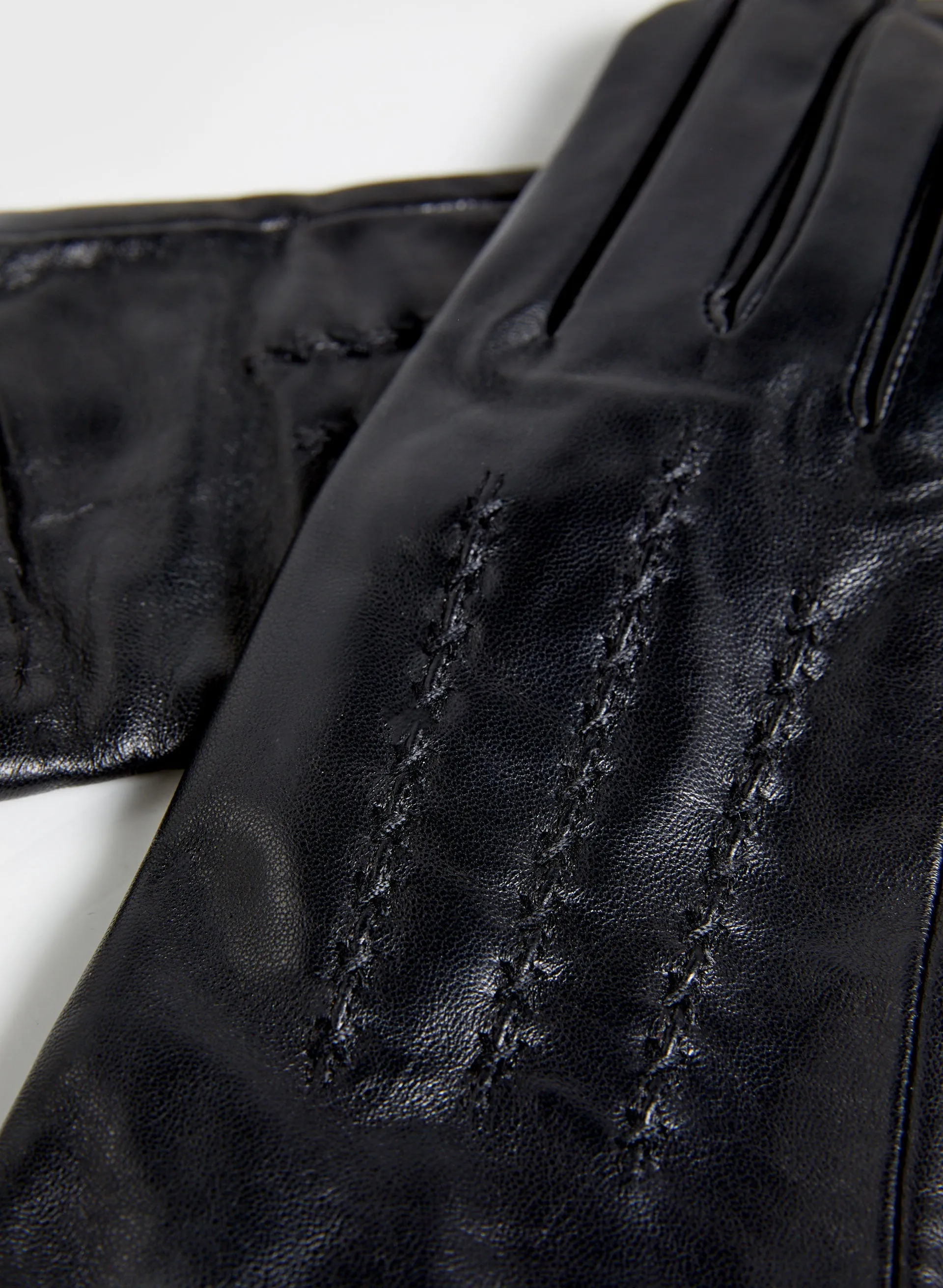 Contrast Stitch Leather Gloves