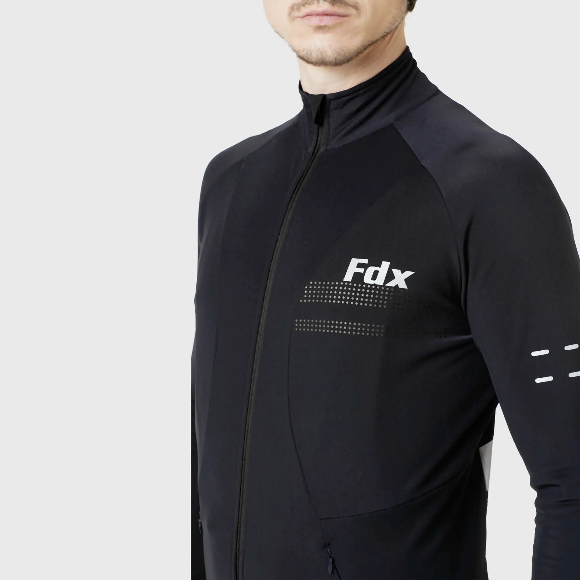 Fdx Arch Men's & Boy's Black Thermal Roubaix Long Sleeve Cycling Jersey