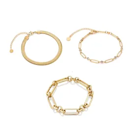 Figaro & Snake Chain Bracelet Bundle (Gold)