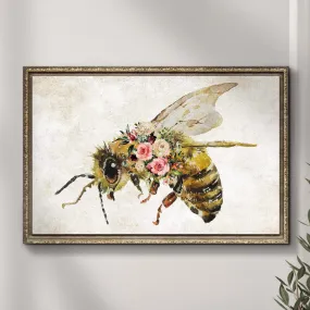 Floral Honey Bee Painting Canvas Wall Art