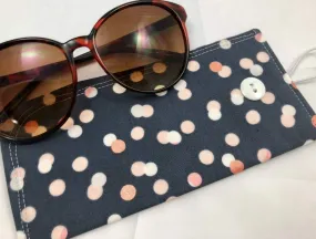 Gray Reading Glasses Holder, Pink Polka Dots Sunglasses Pouch, Eye Glass Bag