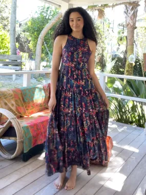 Halle Printed Halter Maxi Dress - Watercolor Floral