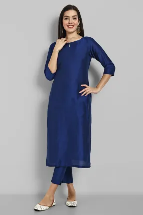 Ink Blue Kurta with Elasticated Pant - Set of 2