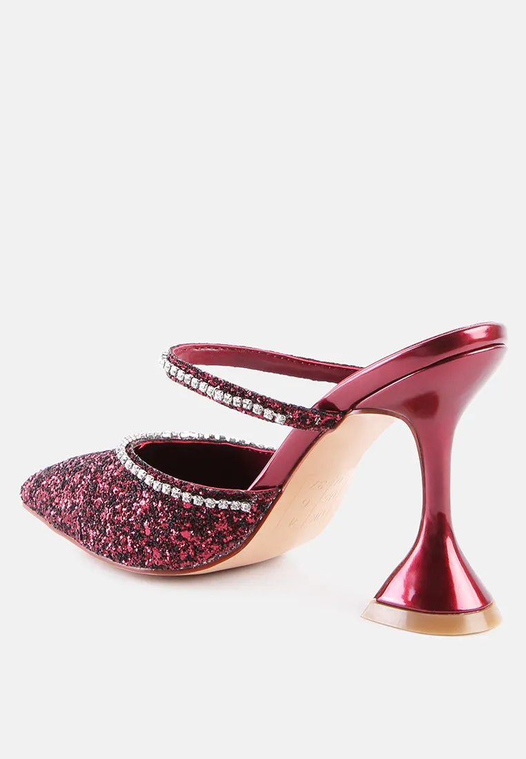 Iris Glitter Diamante Spool Heeled Sandals