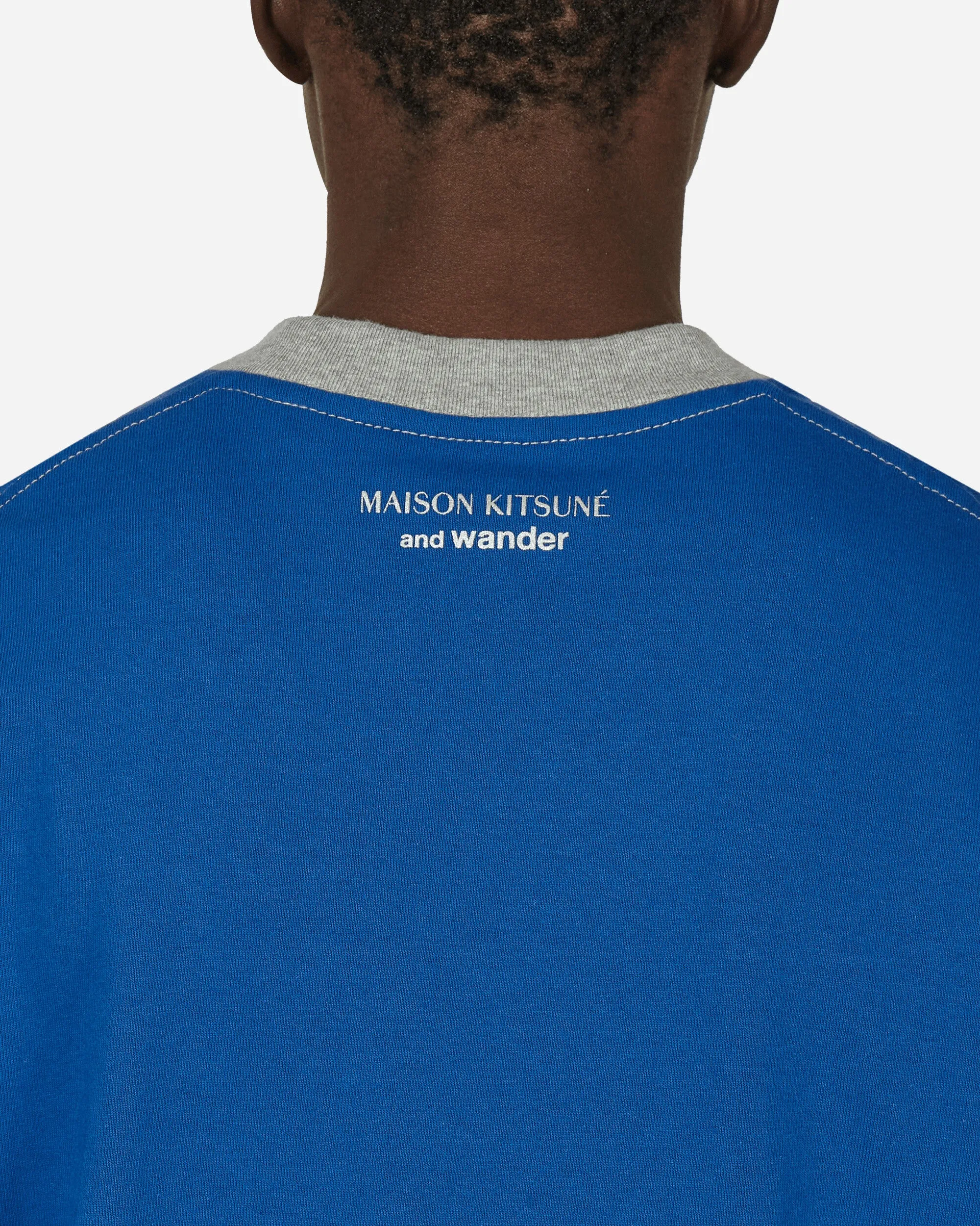 Maison Kitsuné Ringer Cotton T-Shirt Blue