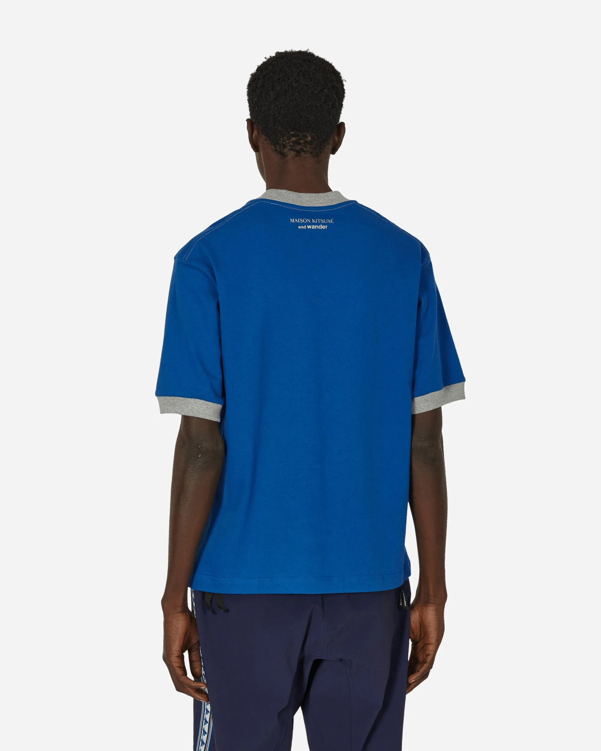 Maison Kitsuné Ringer Cotton T-Shirt Blue