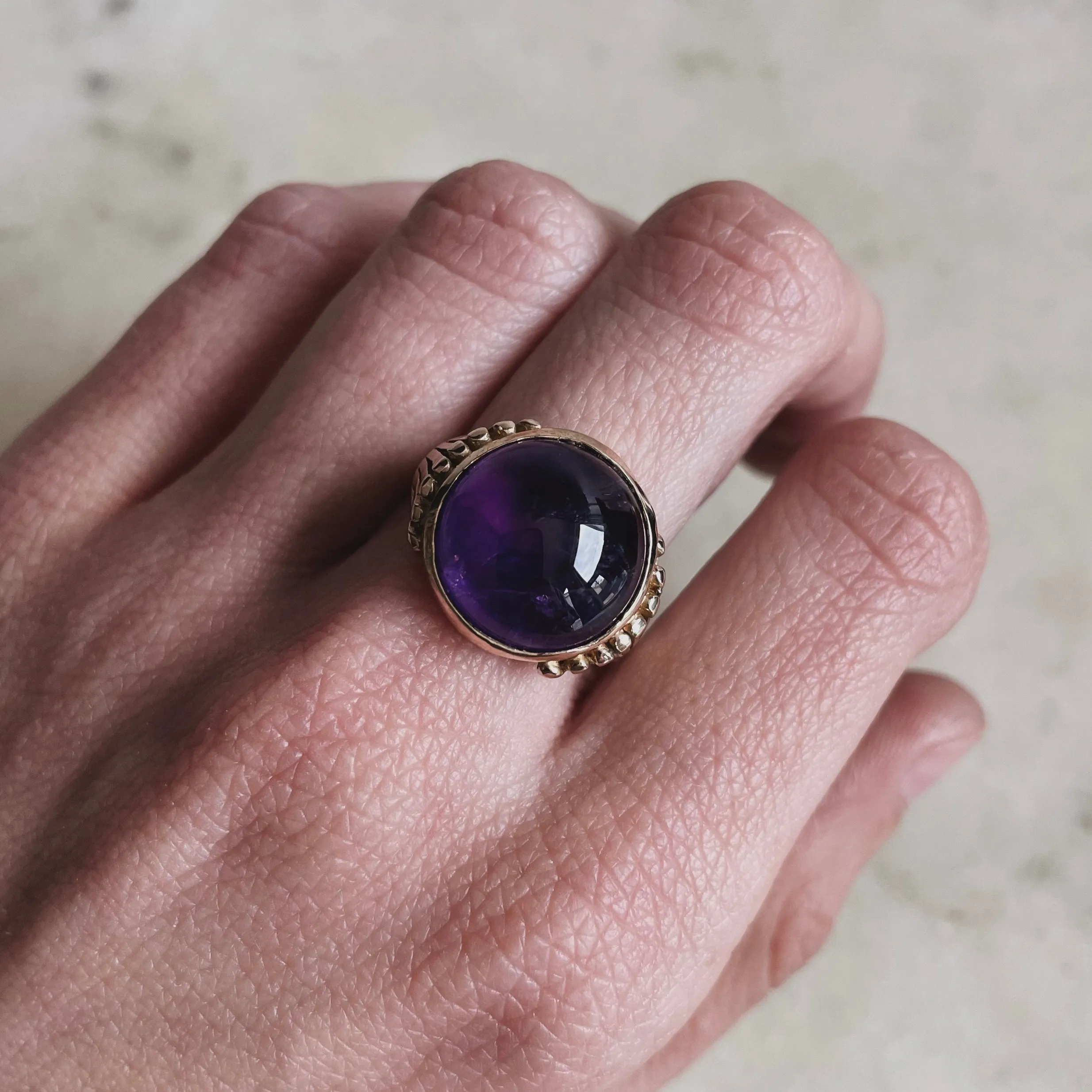 MIMOSA FLOWER RING — AMETHYST