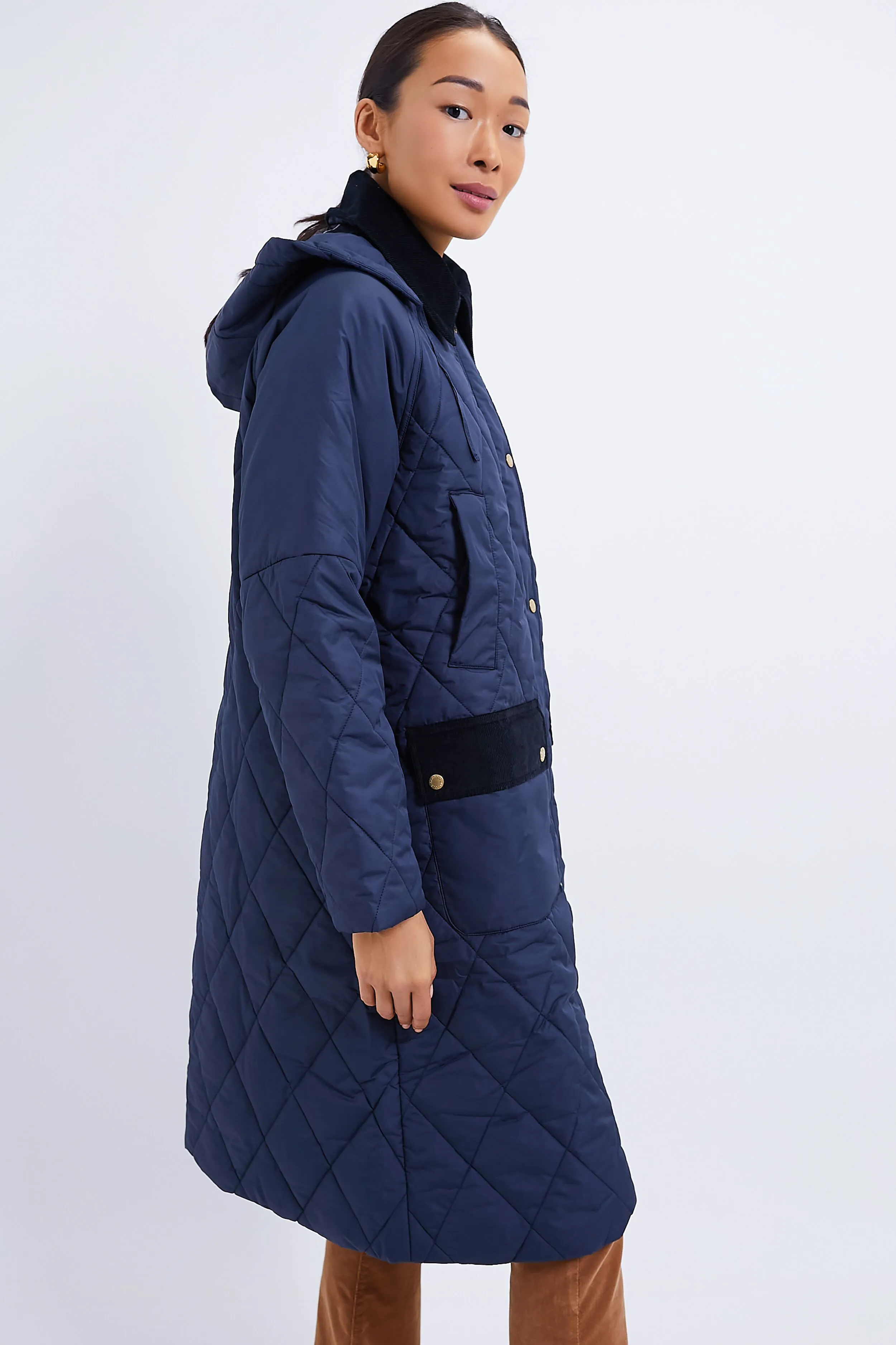 Navy Cookston Quilted Coat