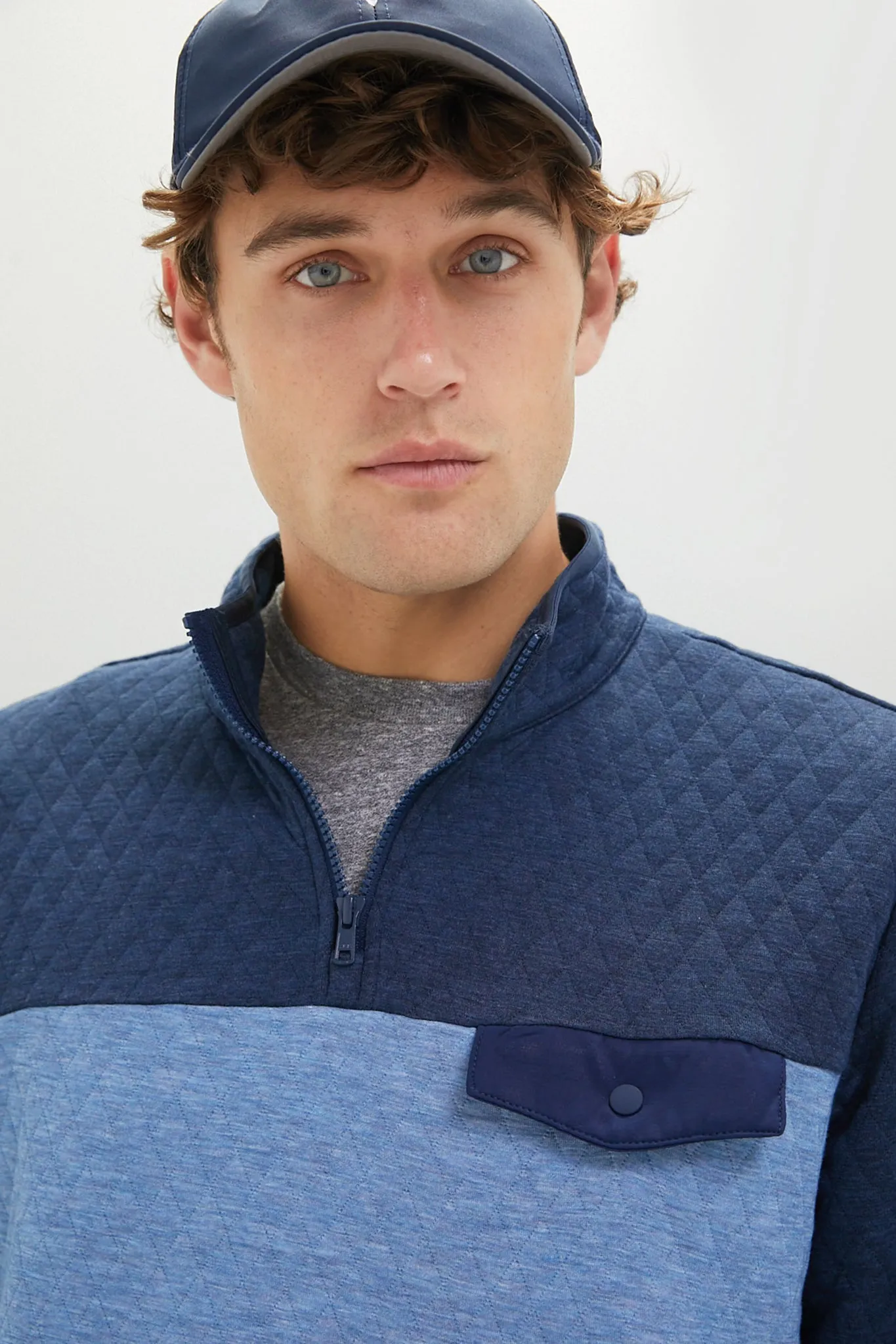 Navy Mid Blue Colorblock Corbet Pullover