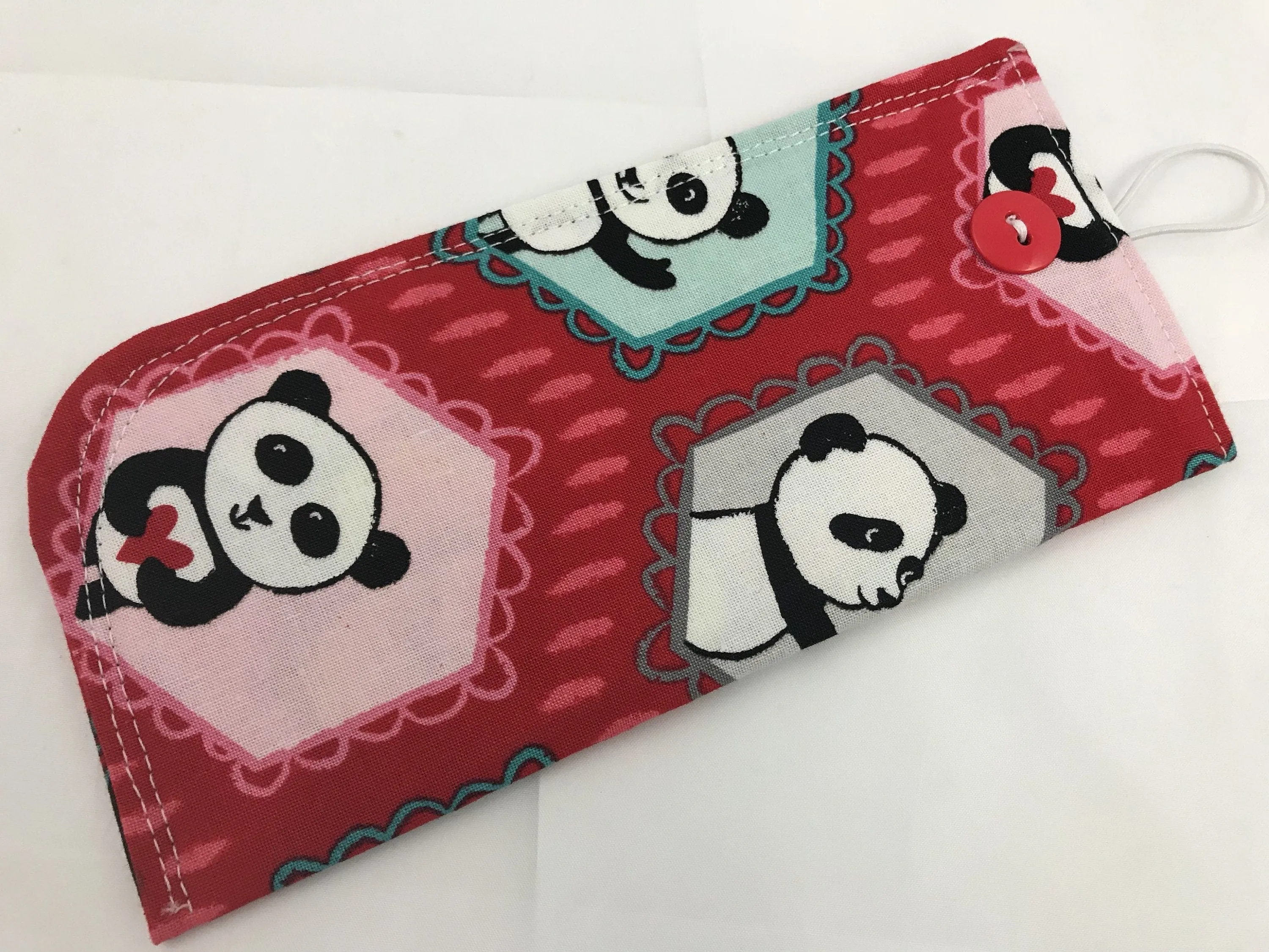 Red Sunglasses Case, Soft Eye Glasses Pouch, Panda Bear Reading Glasses Holder