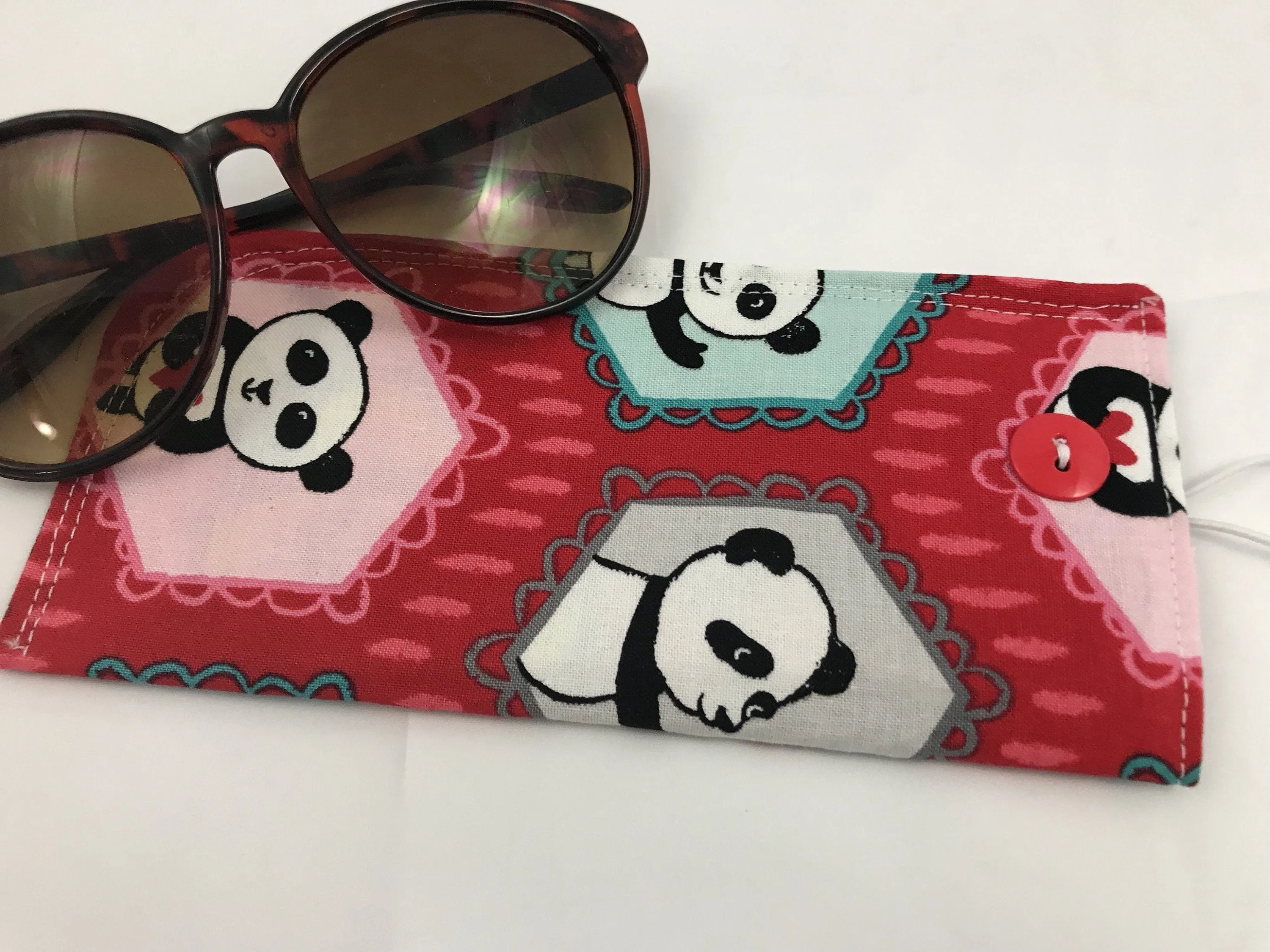 Red Sunglasses Case, Soft Eye Glasses Pouch, Panda Bear Reading Glasses Holder