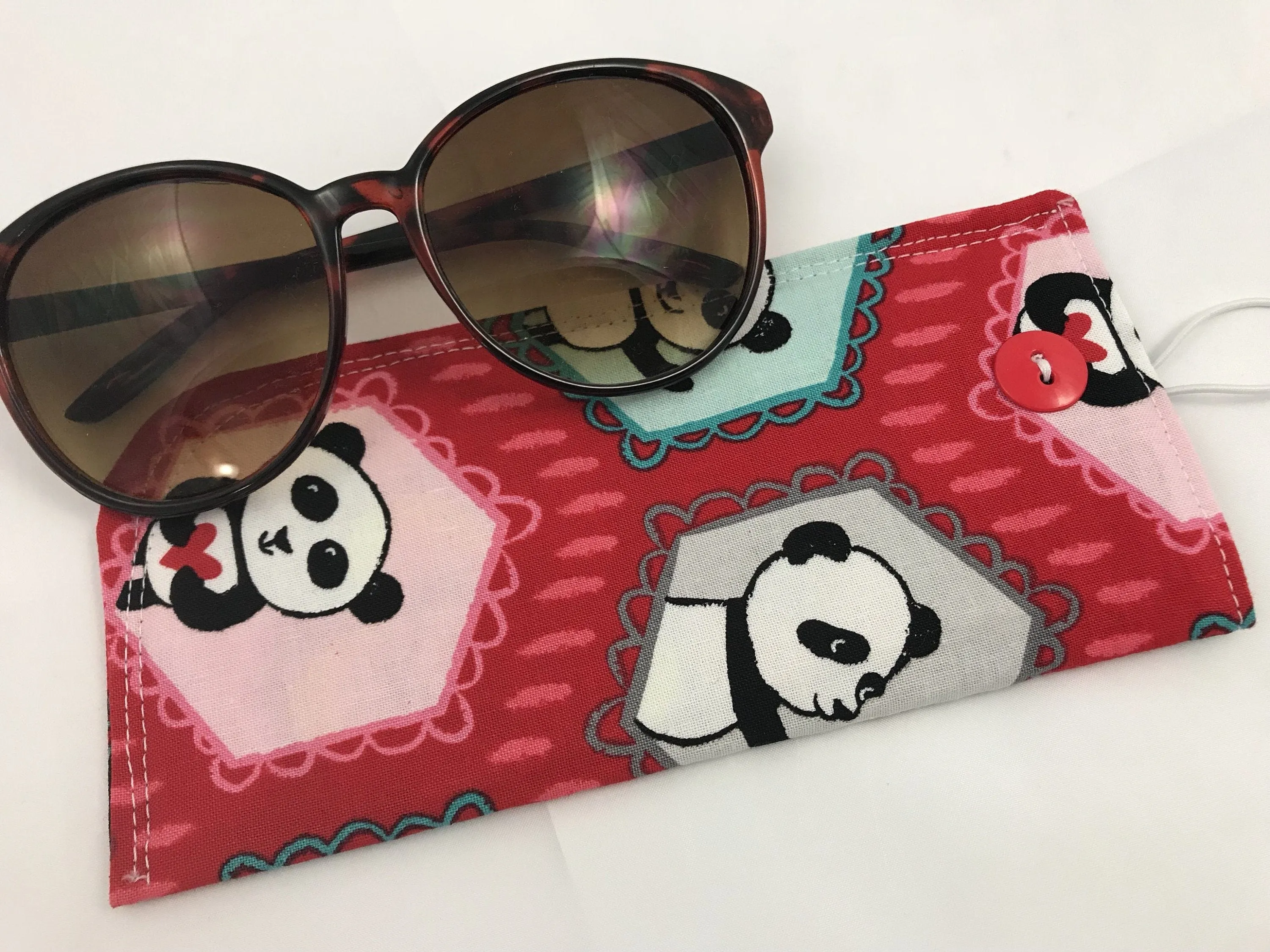 Red Sunglasses Case, Soft Eye Glasses Pouch, Panda Bear Reading Glasses Holder