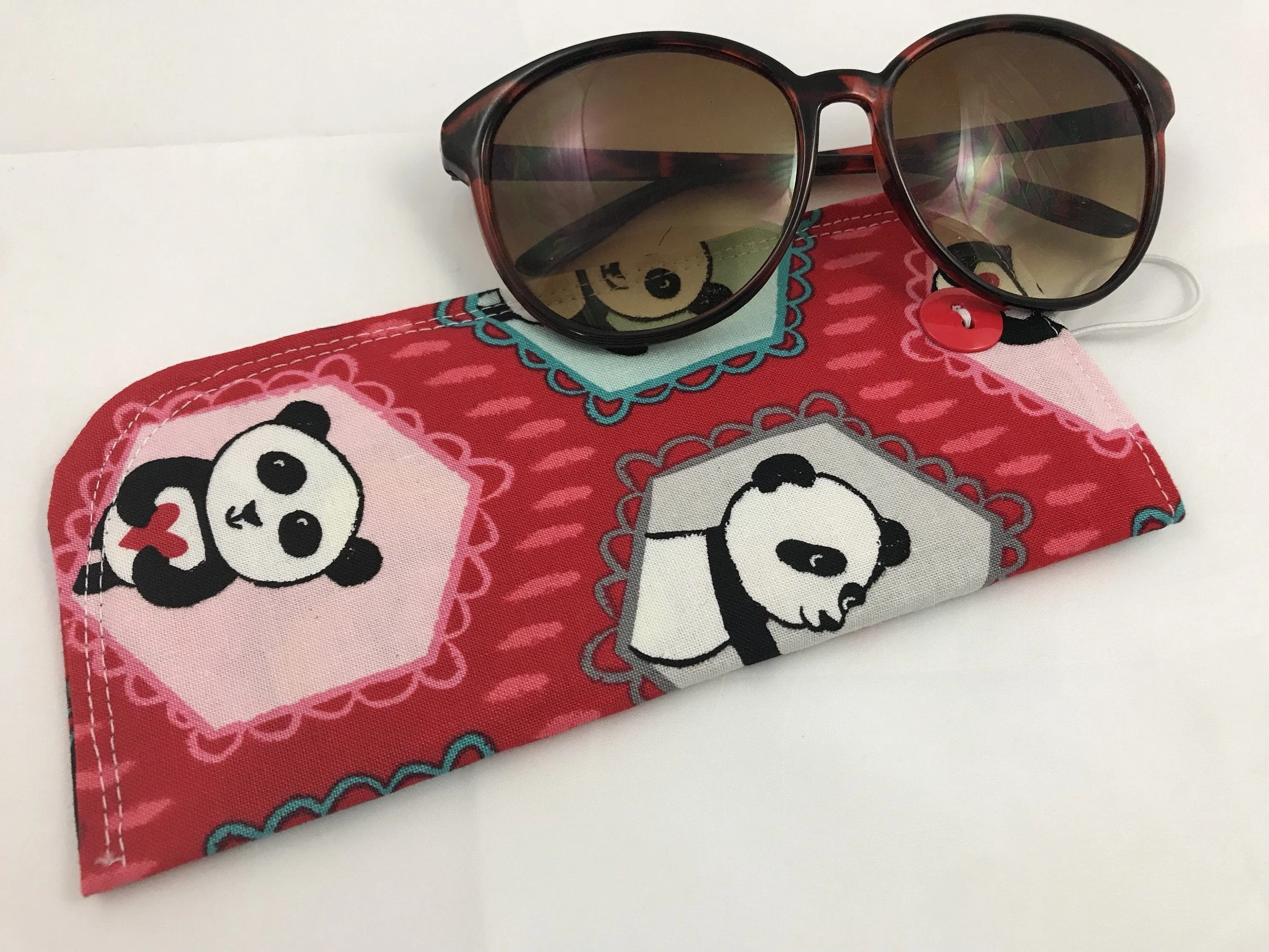 Red Sunglasses Case, Soft Eye Glasses Pouch, Panda Bear Reading Glasses Holder