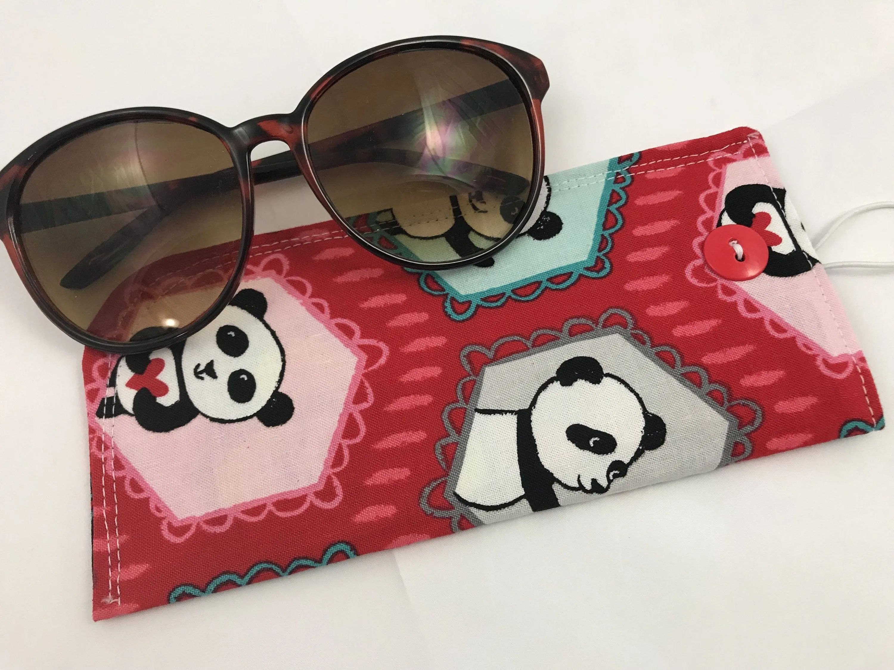 Red Sunglasses Case, Soft Eye Glasses Pouch, Panda Bear Reading Glasses Holder