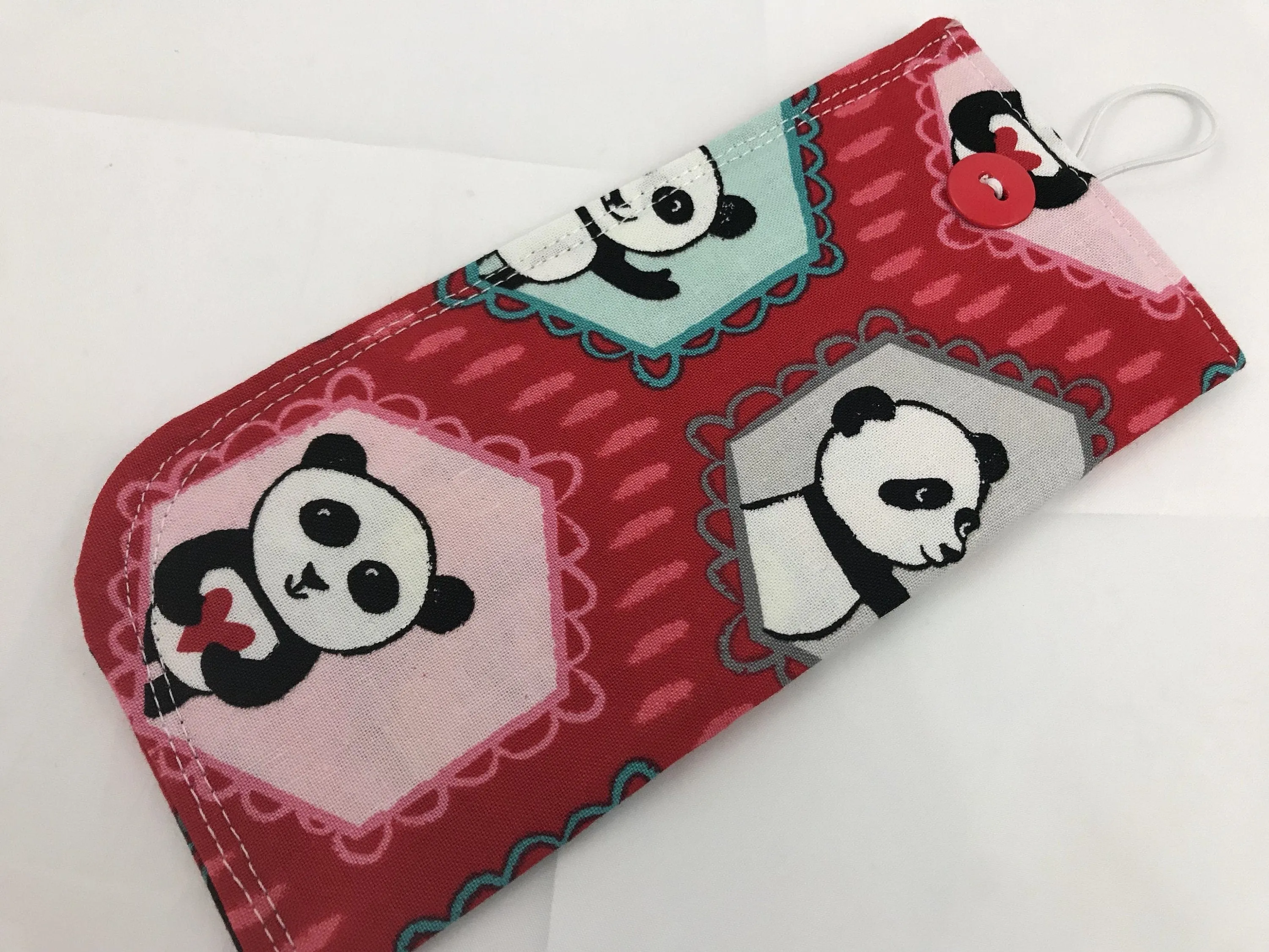 Red Sunglasses Case, Soft Eye Glasses Pouch, Panda Bear Reading Glasses Holder