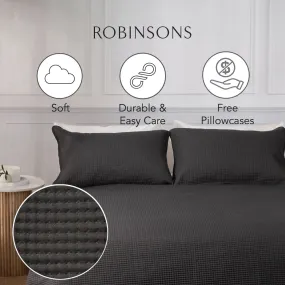 Robinsons Silky Soft Bedspread Set Microfibre Stitch Core Collection (Bed Cover, Blanket, Bed Quilt, Comforter)