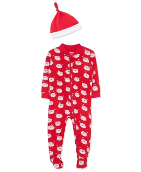 Santa Zip Front Footie & Hat (12M-24M)