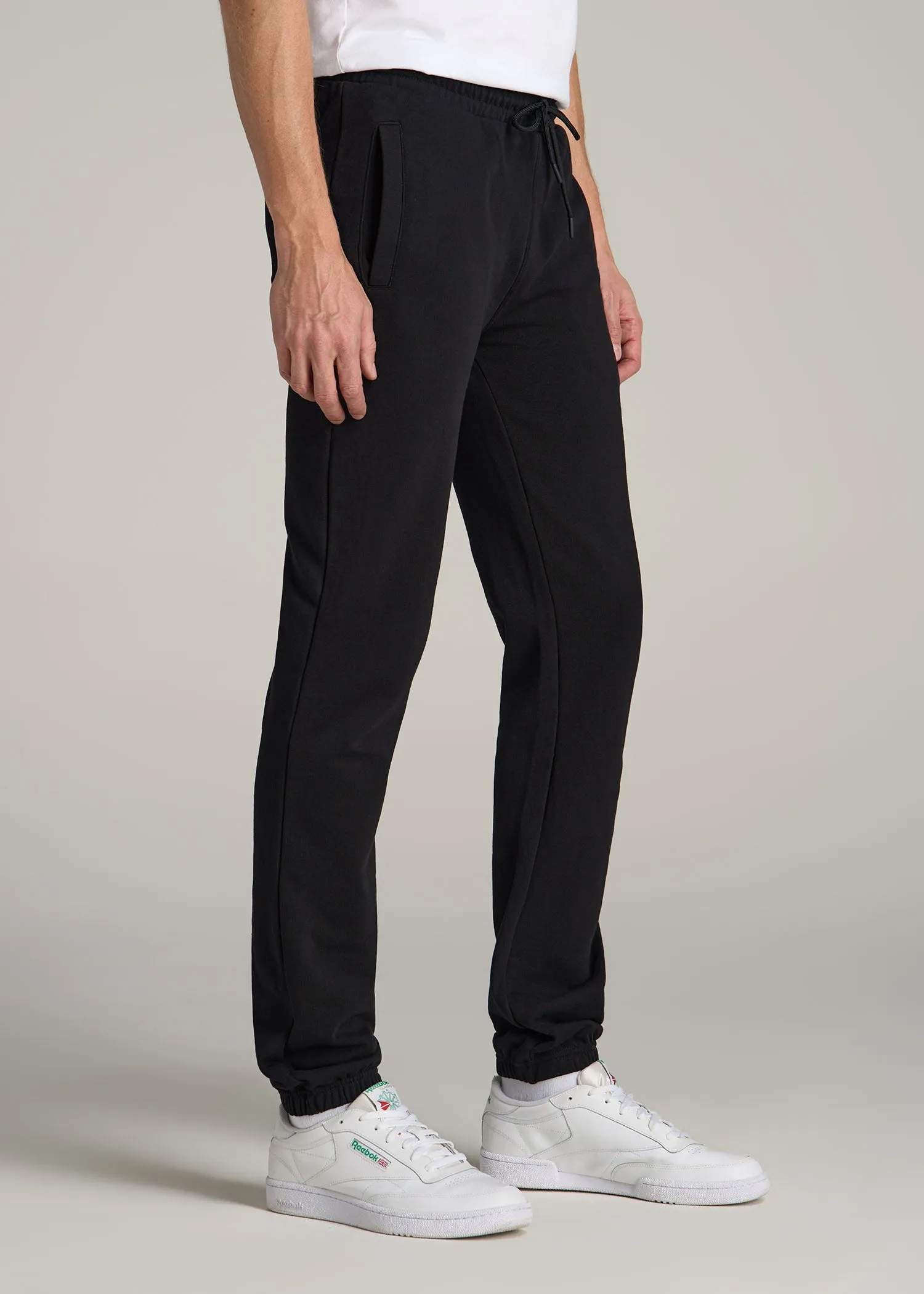 Wearever Fleece Elastic-Bottom Sweatpants for Tall Men in Black