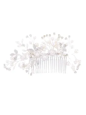 Yellow Chimes Comb Pin for Women Hair Accessories for Women Floral Comb Clips for Hair for Women White Pearl Hair Pin Bridal Hair Accessories for Wedding Side Pin / Comb Pin / Jooda Pin Accessories for Women