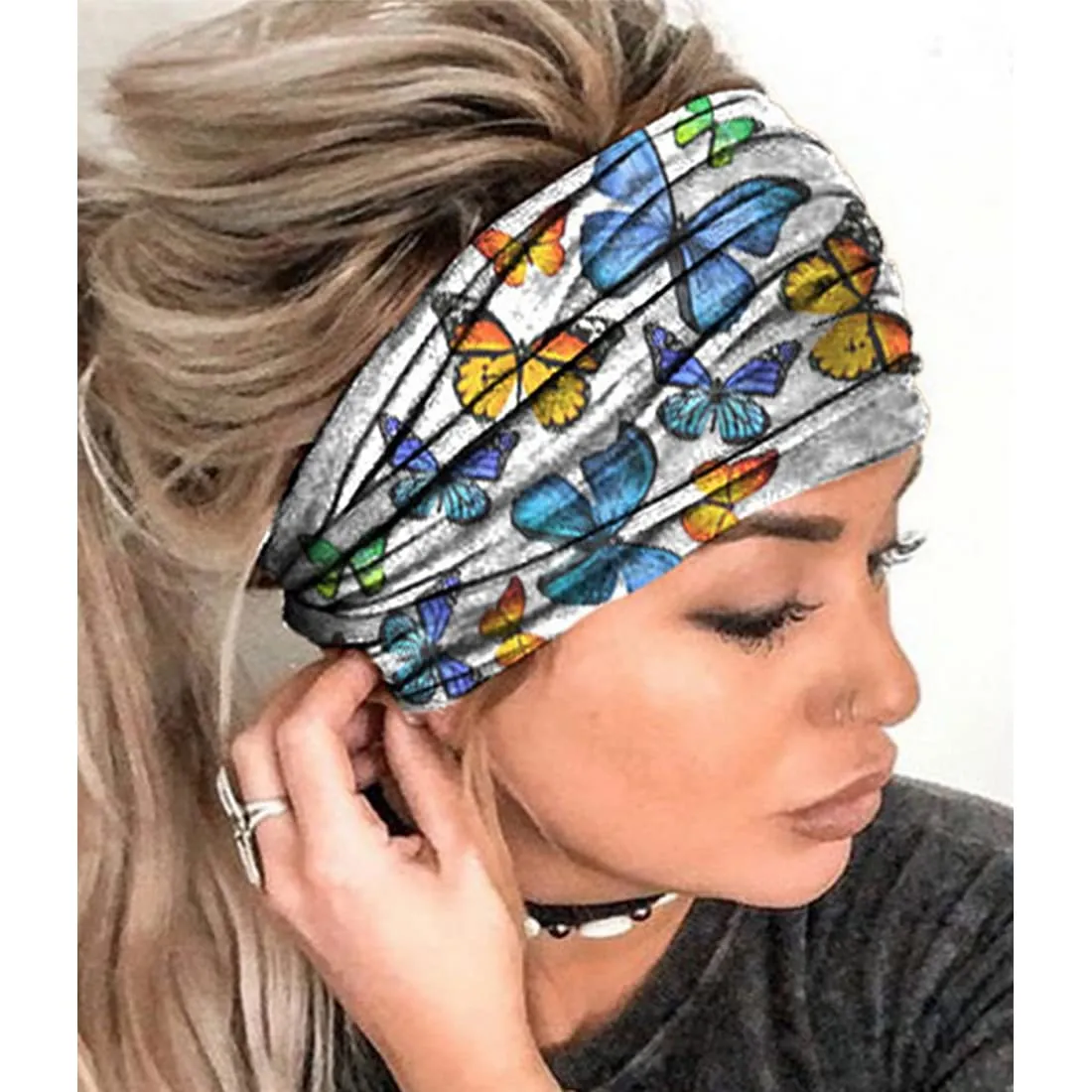 Yellow Chimes Head Bands for Women Set of 2 PCs Headbands for Girls Multicolour Hair Accessories Broad Fabric Hairband Headband for Women and Girls